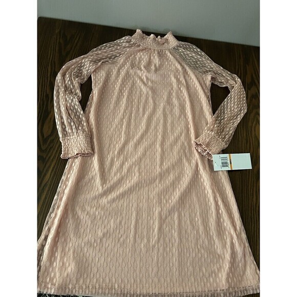 NINA LEONARD Lace Dress Trapeze Mock Neck Pink Rose Small Long Sleeve NWT Shift - Picture 11 of 16